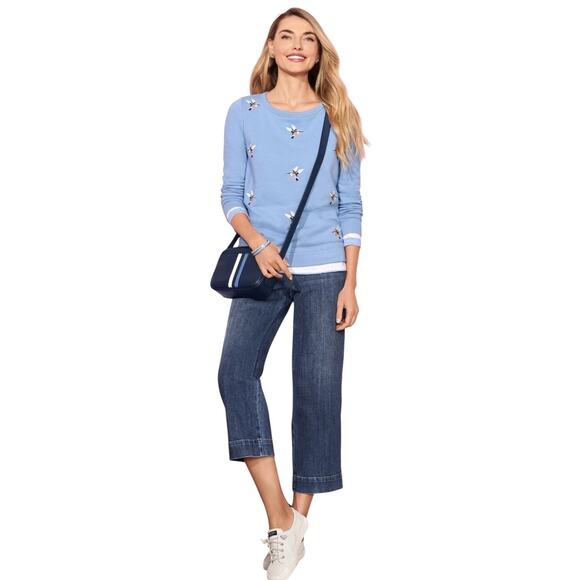 Talbots Hummingbird Sweatshirt Pullover Preppy Classic Nature Blue Size XS - Picture 2 of 10